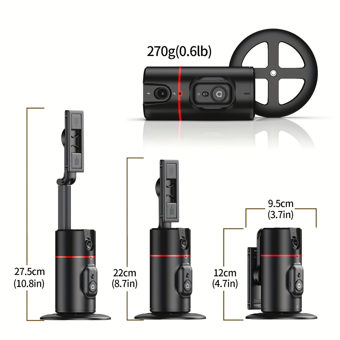 Auto Face Tracking Tripod, Auto Tracking Phone Holder, No App Required, 360° Rotation Face Body Phone Camera Mount Smart Shooting Phone Tracking Holder With Remote Gesture Control For Vlog, Streaming, Video