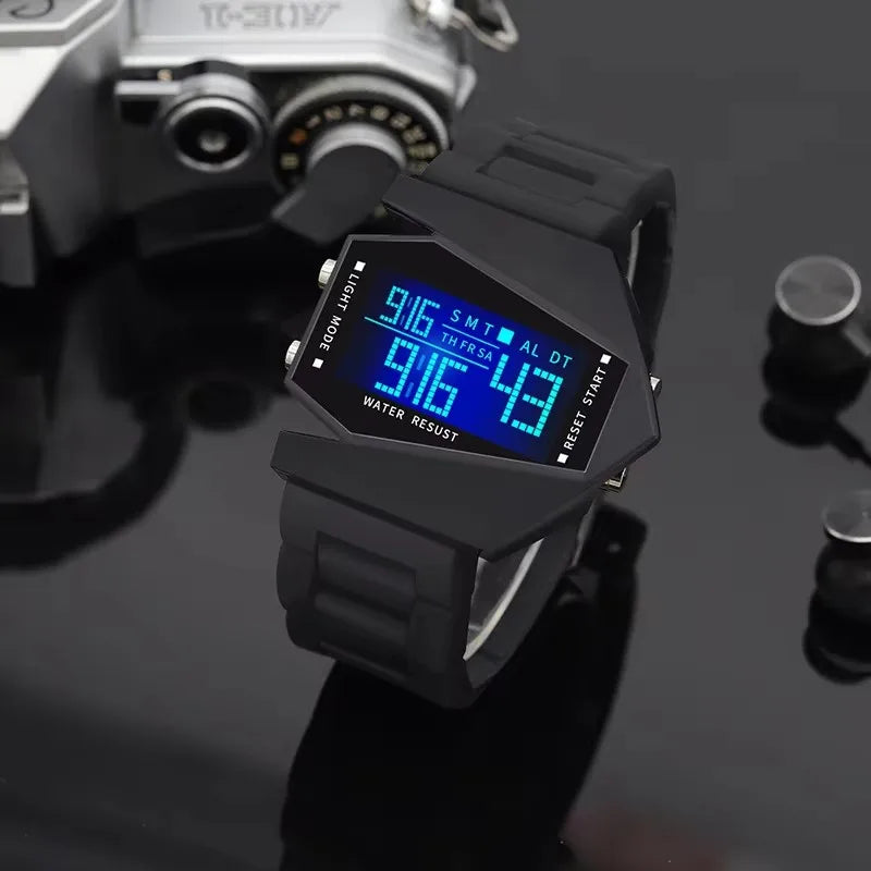 Men Woman Digital Watch Sports Alarm Clock Multifunctional Fighter Jet Airplane Watch Couple wristwatch Children Student Watches