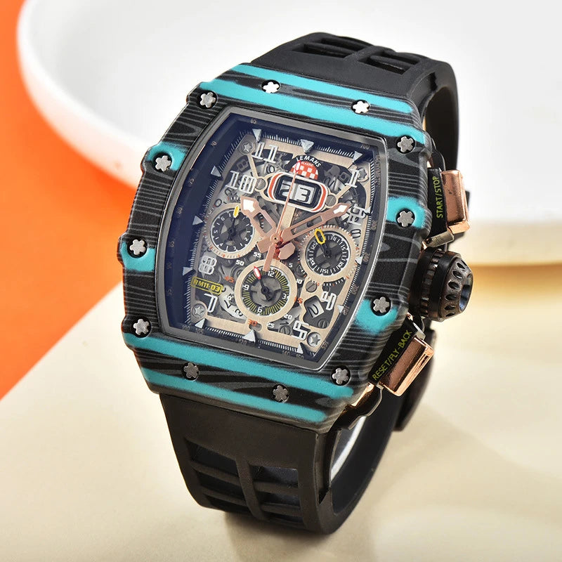 New generation sports hollow design business watch modern sports machinery wind quartz small three-disc craft watch