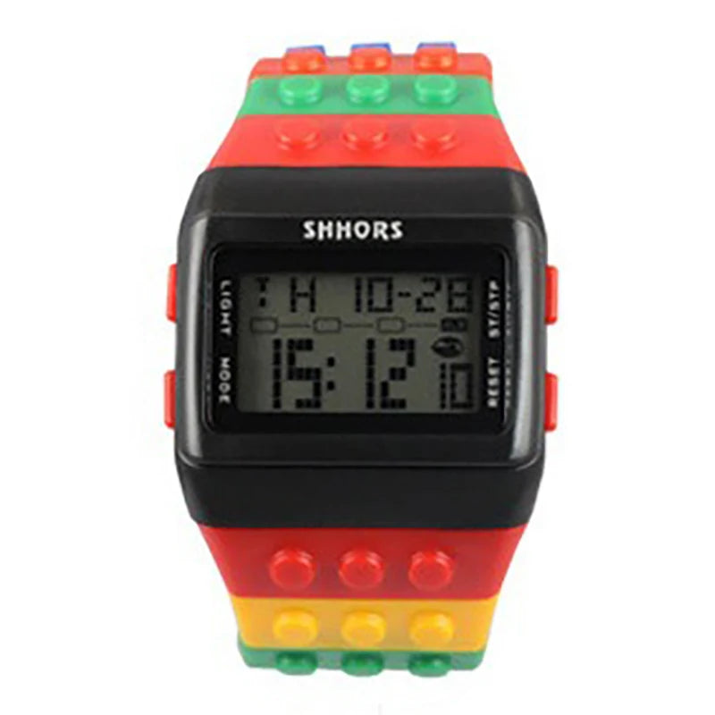 UTHAI CE145 Colorful Building Blocks DIY Digital Electronic Student Watch Leisure Sport Fashion Multifunctional Children's Watch