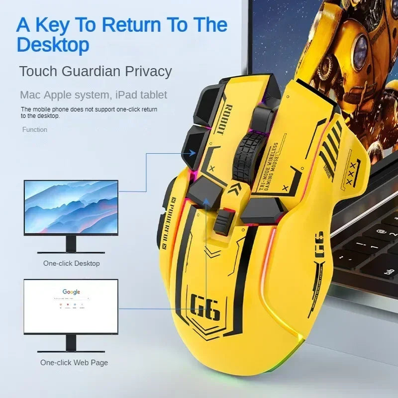 ZIYOULANG G6 Wireless Bluetooth Mouse 1200DPI RGB One-click Return Desktop Rechargeable Gaming Mouse Gamers Accessories