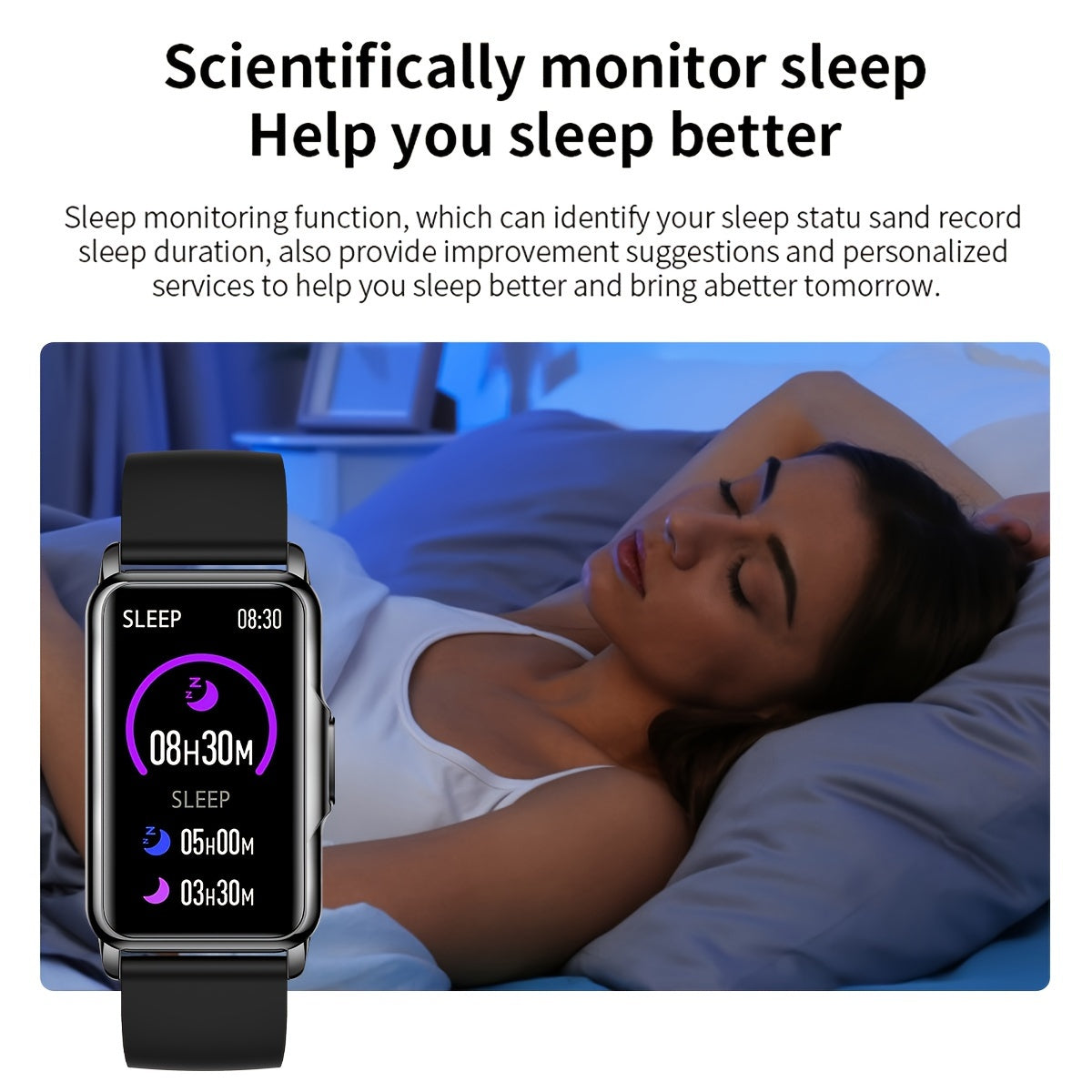 1pc Smart Watch, 20+ Sports Modes, Sleep, Weather, Alarm Clock, Information Reminder, Sedentary Reminder, Drinking Water Reminder, Raise The Wrist To Light Up The Screen, Remote Control Camera, Female Menstrual Cycle Reminder