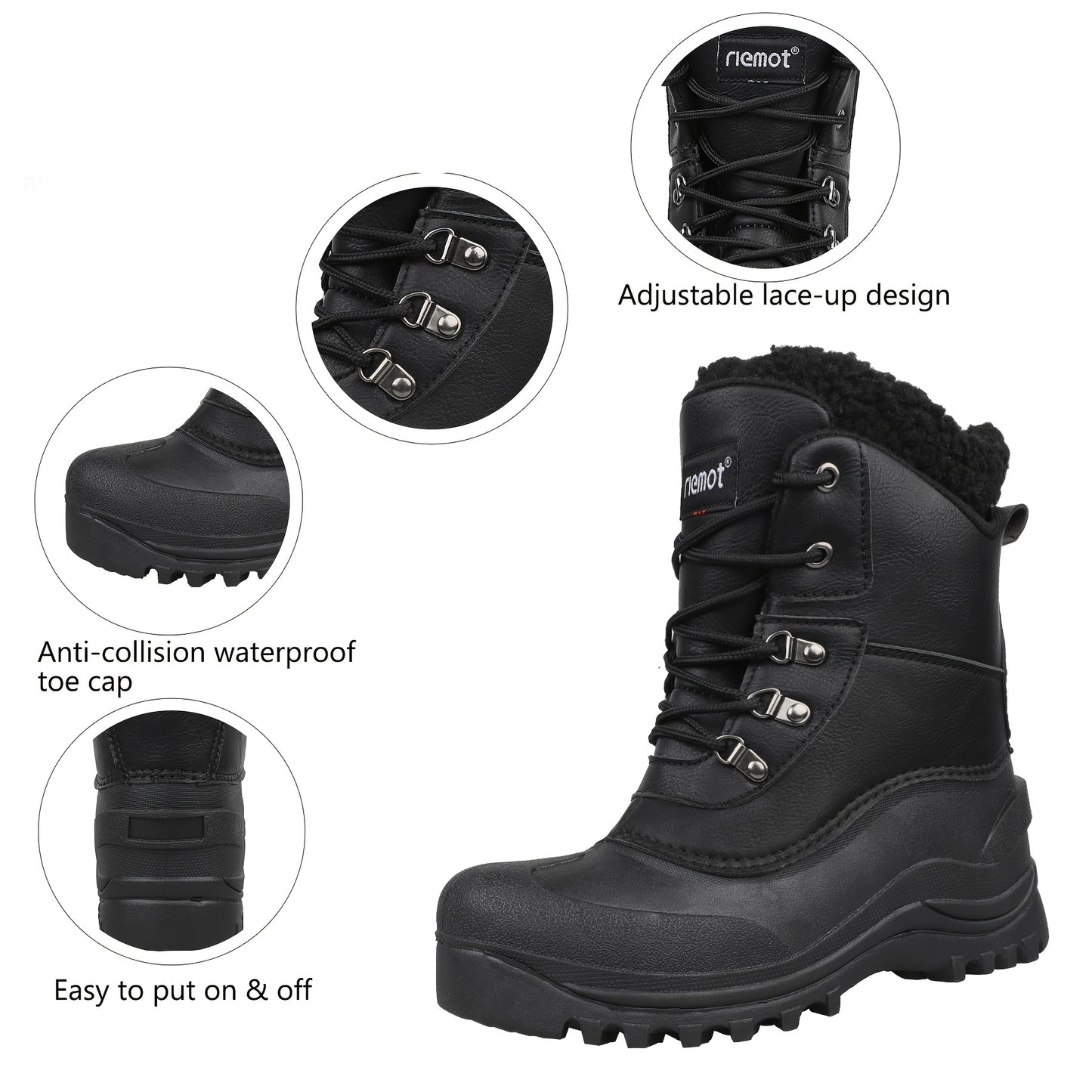 Men's High Quality Snow Boots - Warm Fleece Lined, Durable Non-Slip Traction Sole for Hiking, Trekking & Gardening - Ankle Support, Lace-Up Closure - Versatile All-Season Outdoor Footwear [Popular Choice