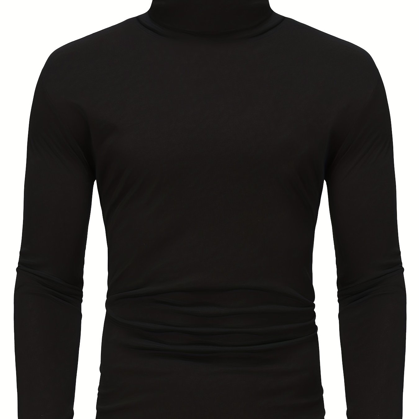 Long-Sleeved Multicolor Turtleneck Shirt for Men - Soft Medium Stretch Polyester Fabric, Regular Fit, High Neck Collar, Machine Washable, Perfect for Spring and Fall Seasons