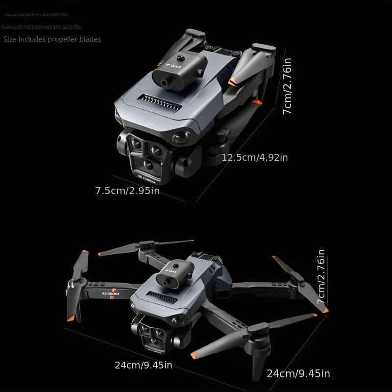K6 Max Foldable 5-Camera Drone: Beginner-Friendly, Customizable Routes, Obstacle Avoidance, Christmas/Halloween/Thanksgiving Gift