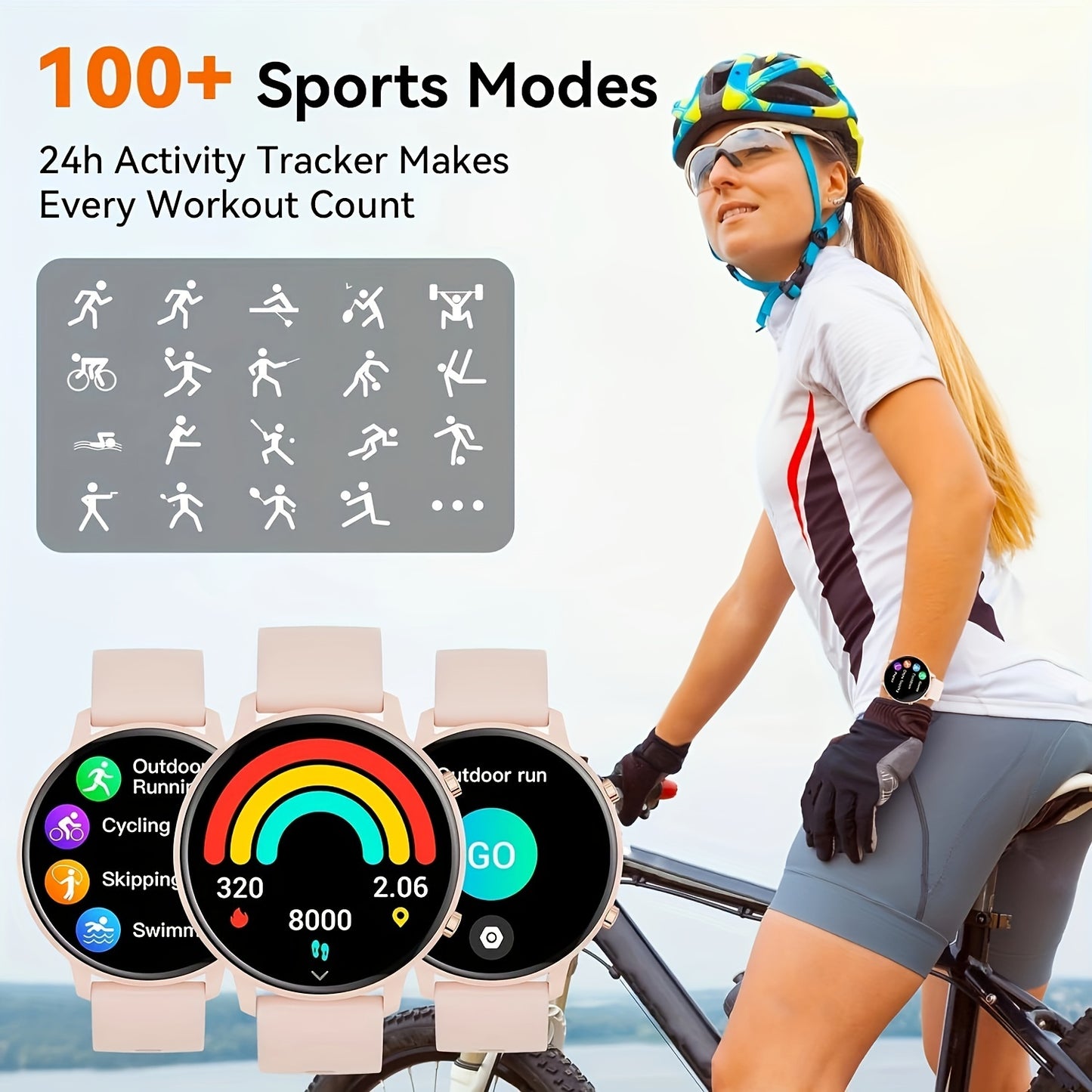 Women's Smartwatch, 1.39'' Wireless Call Smartwatch Gift With Voice Assistant, Remote Camera, 100+sports Modes Compatible With Multiple Mobile Systems