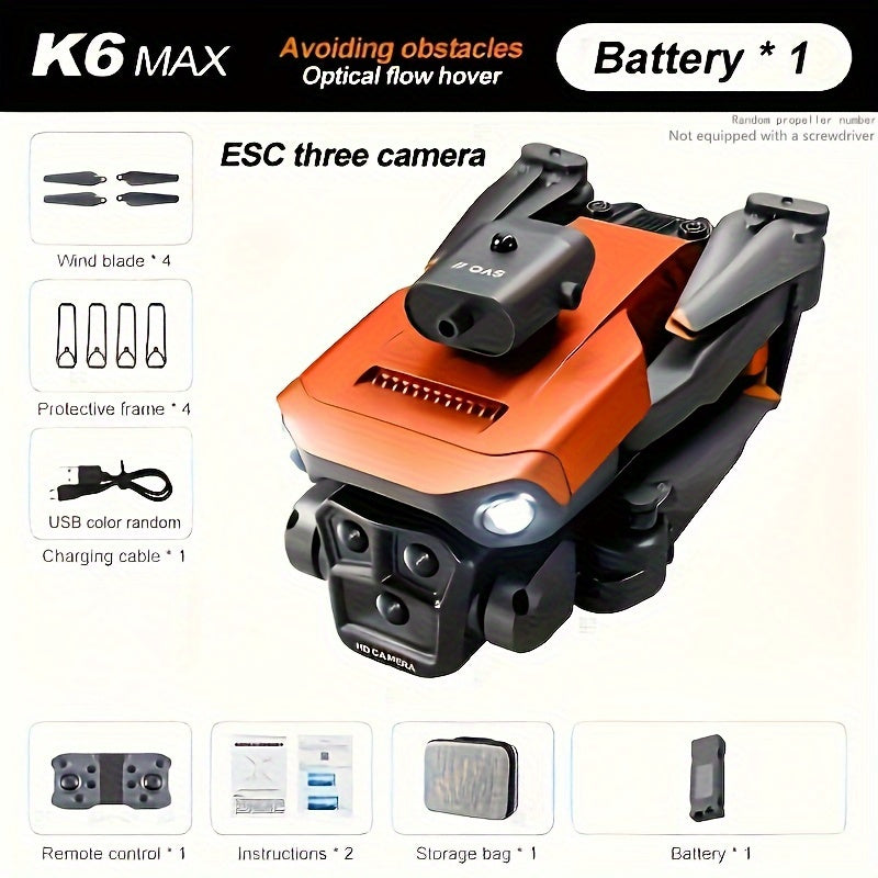 K6 Max Foldable 5-Camera Drone: Beginner-Friendly, Customizable Routes, Obstacle Avoidance, Christmas/Halloween/Thanksgiving Gift