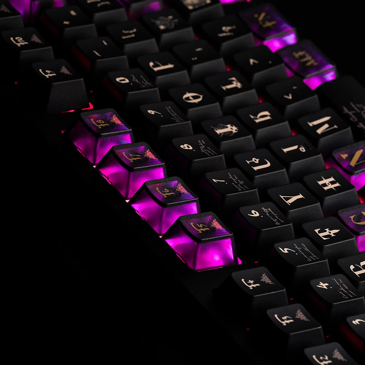155 Keys Purple Clear Keycaps Cherry Profile Fog Translucent Keycaps Custom Shine Through Key Cap For MX Mechanical Keyboards