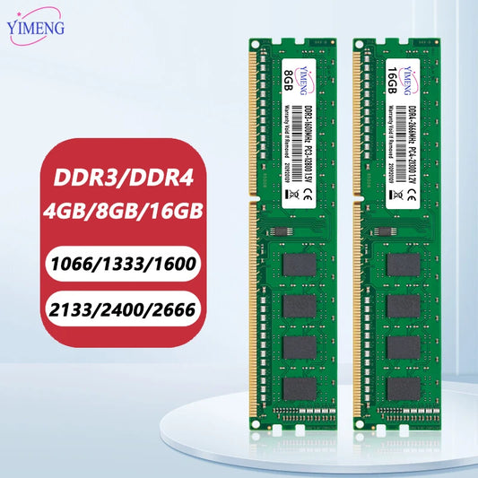 DDR3 DDR4 4GB 8GB 16GB Desktop Memory Ram PC4 1.2V 2133 2400 2666 3200Mhz PC3 1.5V 8500 10600 12800 Non-ECC DIMM Memories Ram
